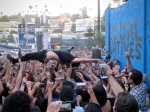 Local Natives perform on the rooftop of their Silver Lake practice space, July 7, 2016. Photo by Bronson