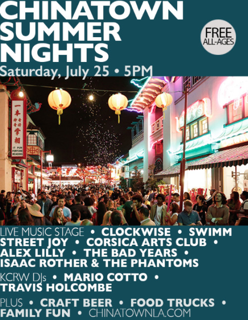Chinatown Summer Nights returns July 25 with Clockwise, SWIMM, Alex
