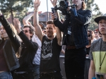 Shaun White watches the action at the Air + Style Festival at Exposition Park. Photo by Rayana Chumthong