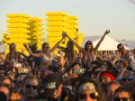 CHVRCHES performs on the Coachella Stage at the Coachella Valley Music and Arts Festival on 16 April 2016.