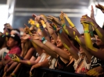 Fans in the Sahara tent at Coachella, in Indio, CA, USA, on 16 April, 2016.