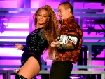 Beyoncé & J Balvin at Coachella (Photo by Kevin Mazur, courtesy of Getty Images for Coachella)