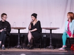 Sasha Bogino, Maria Alyokhina and Allison Wolfe at "Pussy Riot: In Conversation" at the Regent Theater, Nov. 7, 2016. Photo by Carl Pocket
