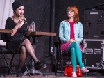Maria Alyokhina and Allison Wolfe at "Pussy Riot: In Conversation" at the Regent Theater, Nov. 7, 2016. Photo by Carl Pocket